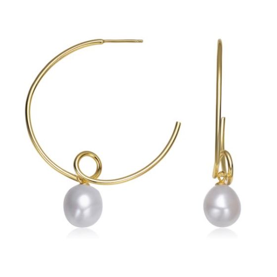 Freshwater Pearl Round Hoop Earrings Size 1.5