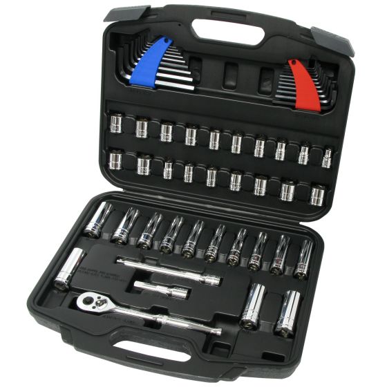 Pro-Grade 58-Piece SAE and Metric Socket Set with Case