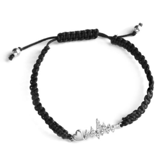 Black Cord Heartbeat Bracelet