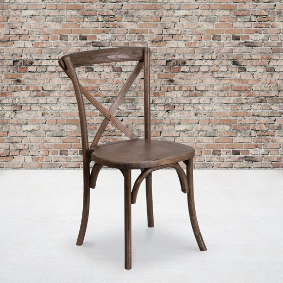 Stackable Early American Wood Cross Back Chair - Dining Room Seating