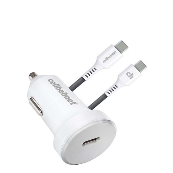 CellHelmet - 25W PD Car Charger Plug with 3' Round Type-C to C-Cable