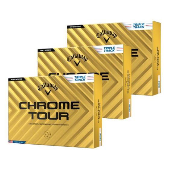 Chrome Tour Triple Track Golf Balls - White - 3 Dozen