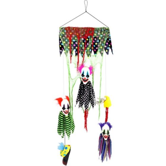 Animatronic Floating Clown Heads with Lights and Sound, Indoor/Covered Outdoor Halloween Decoration