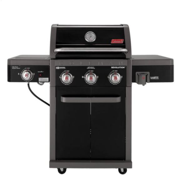 Revolution 3-Burner Gas BBQ Grill with Side Burner, 650-Sq. In. Total Cooking Surface, and Flare-Fre