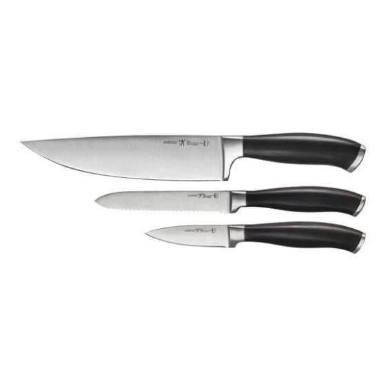HENCKELS Elan knives boast a contemporary design combined with exceptional functionality. Fully forged from a single piece of high-quality German steel, Elan knives feature fine-edge blades, perfect for precision cutting. Curved for comfort, the ergonomic