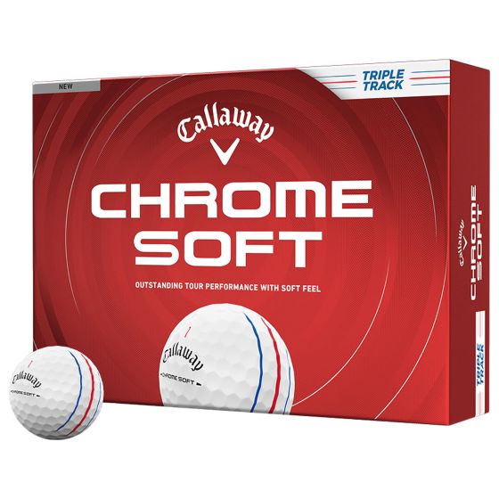Callaway Chrome Soft Triple Track 26 White Golf Balls deliver tour performance with enhanced alignment. A Tour Fast mantle and optimized core and layer system promote faster ball speeds and longer distance, while the aerodynamic pattern supports consisten