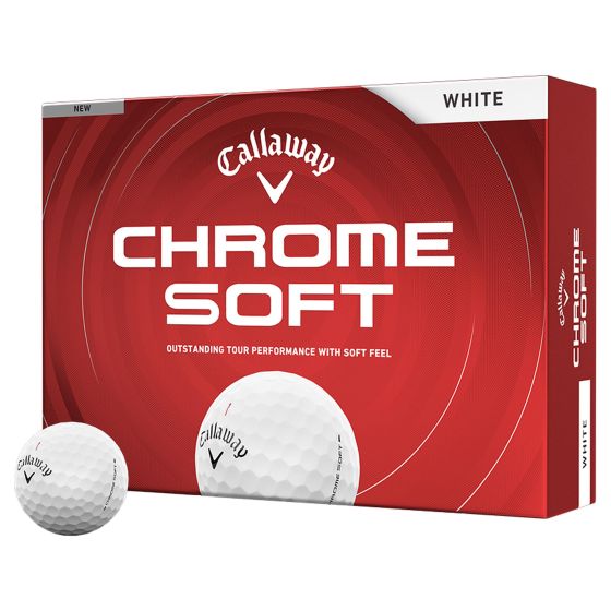 Callaway Chrome Soft 26 White Golf Balls feature a tour performance design built for fast ball speeds, higher launch, and soft feel. A Tour Fast mantle works with the optimized core and layer system to increase distance, while the aerodynamic pattern prom