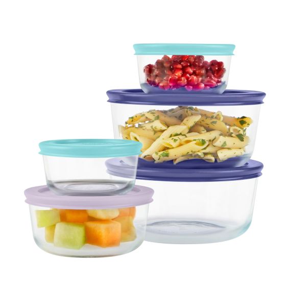 Durable high-quality tempered glass. Easily nest and stack with other Pyrex storage. Snug-fitting lids for taking food on the go. Glass containers resist stains and won't absorb food odors or flavors. Containers are dishwasher freezer and microwave safe. 