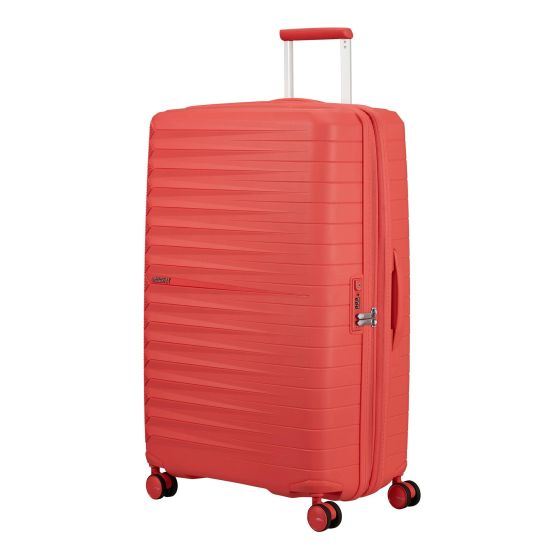 Push-button adjustable handle system with ergonomic carry grip. Shock absorbing dual suspension wheels. 360-Degree dual spinner wheels. Interior 2 lining dividers and elastic compression straps. Zippered mesh storage pocket and AirTag holder (AirTag NOT i