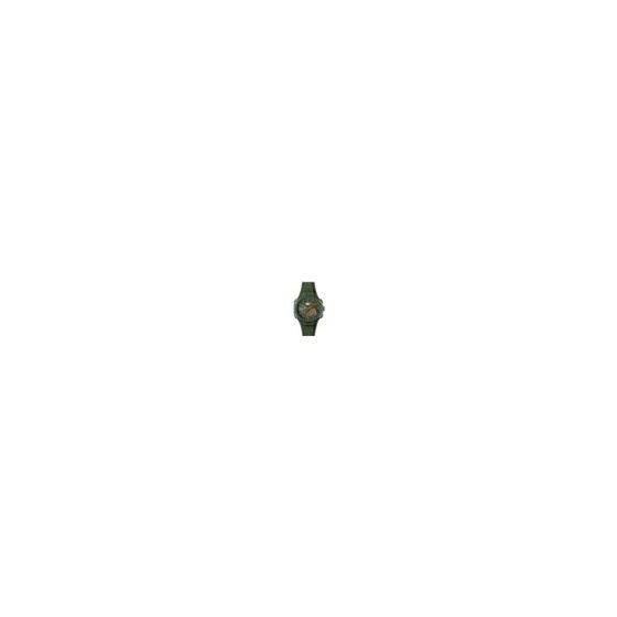 Lacoste L33-X. Gents Watch. 43MM Khaki Green TR90 Case. Khaki Green Ana-Digi Dial with Orange hands & markers. Khaki Green Silicone Strap. Mineral Crystal. Water Resistant to 5 ATM. 1 Year Limited Warranty. Quartz Movement