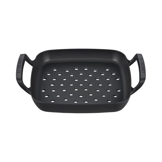 Alpine Outdoor cookware is the outdoor cooking solution over the grill or open flame. Ideal for fish roasting vegetables crisping French fries and more. Cast iron is specifically designed to cook over an open flame. Black enamel is ready to use and does n