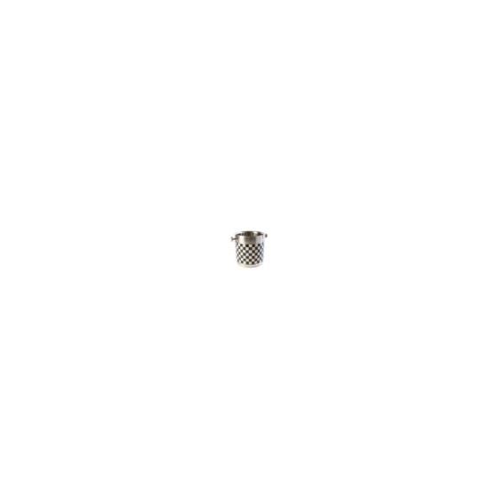 Give your home bar the stylish touch of MacKenzie-Childs. Made of stainless steel with an enamel coating of our color-dragged grey checks, the 3260 Sterling Check Ice Bucket holds ice for drinks both shaken and stirred. 7