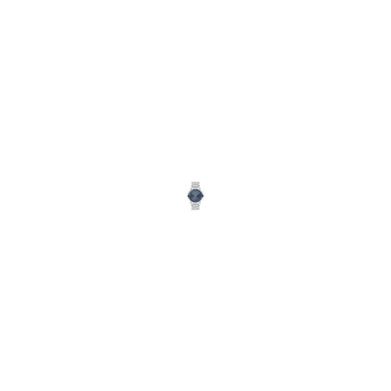 The evolution of modern design with a sharp look and elevated feel. Crafted from stainless steel, this sleek timepiece features a statement-making 40mm case that houses a captivating micro-textured dark blue dial with slim hands and our iconic dot motif a