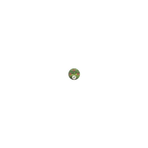 Ideal for both indoor and outdoor spaces. Hand painted rolling green golf design is UV and fade resistant. The clock boasts easy to read numerals and quartz clock movement for accurate time measurement. The precision made thermometer coils allow a wide te