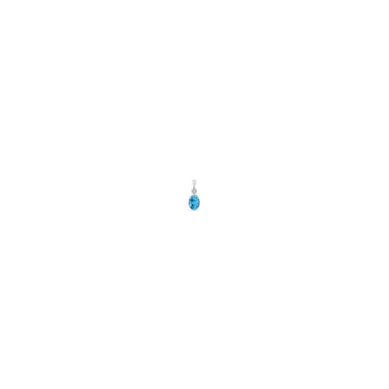 Celebrate meaningful color with this 14K White Gold Oval Blue Topaz Birthstone Necklace, featuring a vibrant oval-shaped blue topaz totaling 0.60 and .02 diamonds with 18
