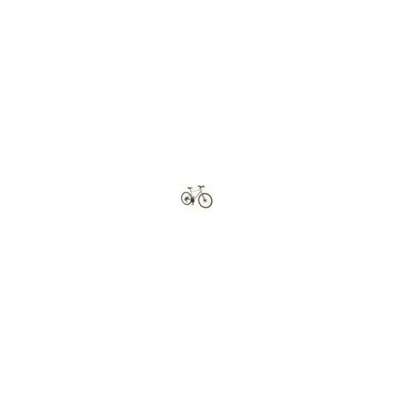 Aluminum frame and mechanical disc brakes. 21-Speed drivetrain for inclines or flats. Shimano Revoshift shifters on handlebars. Hybrid 700 x 35C all-season tires. Semi-integrated headset and threadless fork. Tapered headtube and threadless steering system