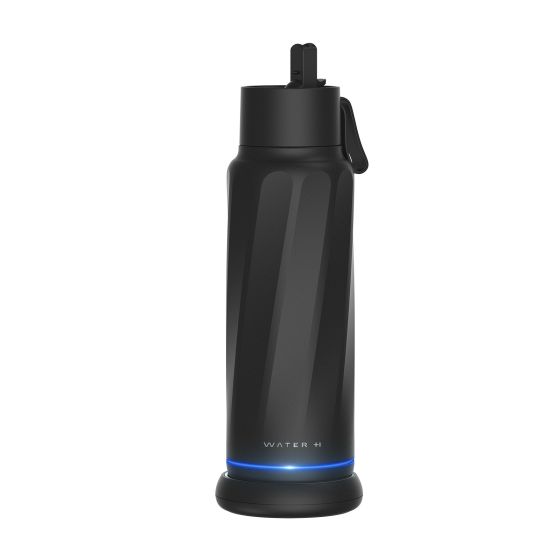 The WaterH Vita is a smart water bottle that helps you stay hydrated with personalized reminders via your phone, watch, or the LED light ring at the base, and it syncs seamlessly with the WaterH app to track your intake in real time. It also features a bu