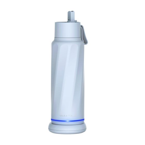 The WaterH Vita is a smart water bottle that helps you stay hydrated with personalized reminders via your phone, watch, or the LED light ring at the base, and it syncs seamlessly with the WaterH app to track your intake in real time. It also features a bu