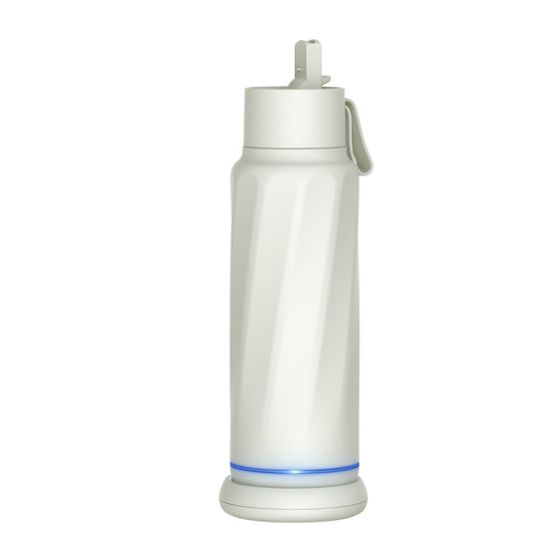 The WaterH Vita is a smart water bottle that helps you stay hydrated with personalized reminders via your phone, watch, or the LED light ring at the base, and it syncs seamlessly with the WaterH app to track your intake in real time. It also features a bu