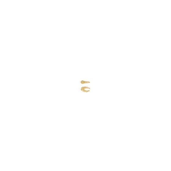 Gilded in 14k yellow gold, these hoop earrings boast a captivating allure with a twisted halo design. Secured by a hinged hoop clasp, the intertwisted strands add a chic and playful sophistication to your ensemble. Measurement 22.7mm.