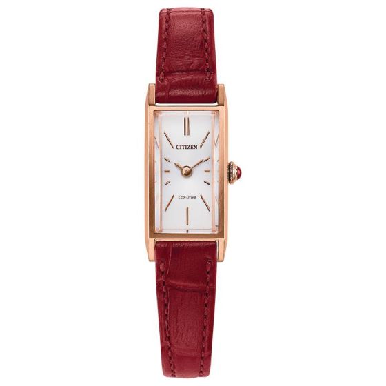 Add playful sophistication to an everyday look with the Fio. Designed with stylish sustainability in mind, this timepiece is powered by light  any light  with our proprietary Eco-Drive technology and never needs a battery. The Fio perfectly allows for sta