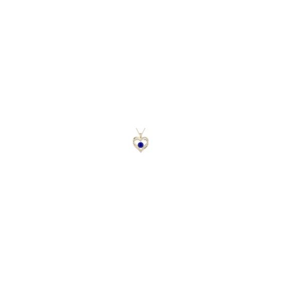 Elegant 14k gold plated with colored cubic zirconia heart pendant. This pendant features an interesting intertwining design made out of two heart shapes and a large round-colored cubic zirconia in the center. One heart is made out of solid gold plated met