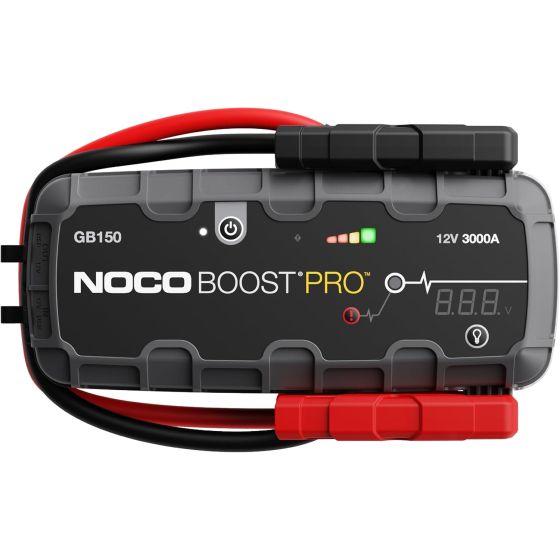 The GB150 is a portable lithium-ion battery jump starter pack that delivers 3,000-amps for jump starting a dead battery in seconds. Designed for both gas engines up to 9.0 liters and diesel engines up to 7.0 liters for cars, SUVs, trucks, boats, RVs, and 