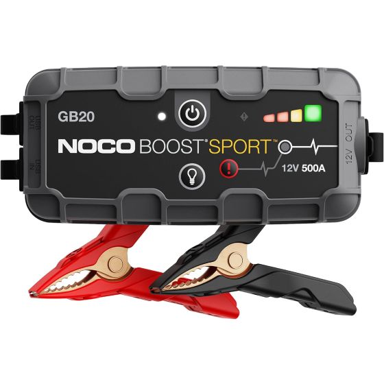 The GB20 is a portable lithium-ion battery jump starter pack that delivers 500-amps for jump starting a dead battery in seconds. Designed for a car, boat, motorcycle, RV and more with gas engines up to 4 liters. Our most advanced car battery charger jump 