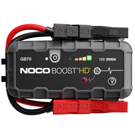 The GB70 is a portable lithium-ion battery jump starter pack that delivers 2,000-amps for jump starting a dead battery in seconds. Designed for gas engines up to 8 liters and diesel engines up to 6 liters for cars, SUVs, trucks, boats, RVs, and more. Our 