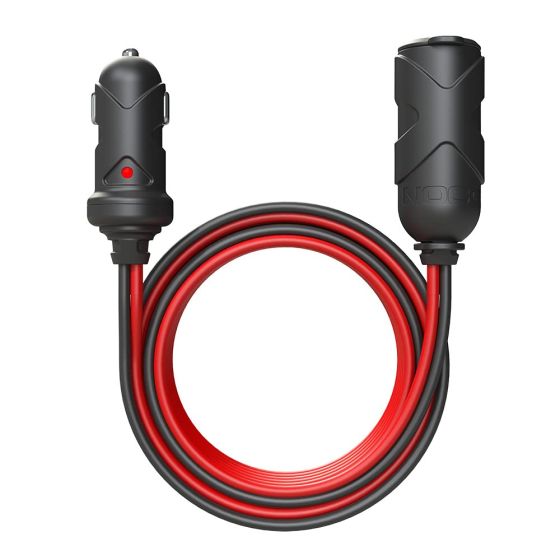 The NOCO 12-volt adapter plug socket extension cable extends the reach of your favorite 12-volt devices by an additional 12-feet. Features inline fused connection to prevent dangerous short circuits, water resistant cap to protect the 12-volt female socke