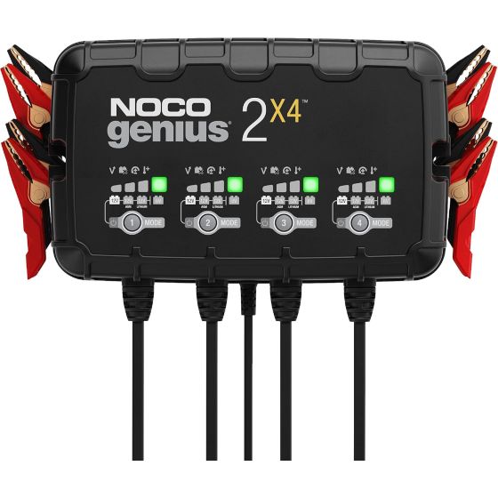Introducing the all-new GENIUS2X4, making it one of our most powerful, highest-performing, energy-efficient, and compact charger yet. The GENIUS2X4 is a 6-volt and 12-volt four-bank battery charger, battery maintainer, trickle charger, and battery desulfa