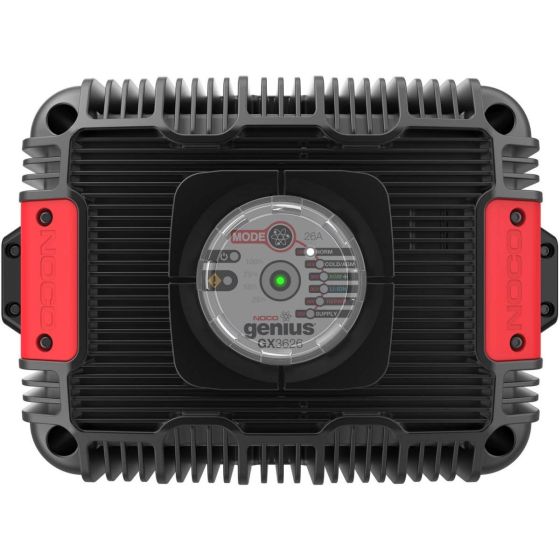 The GX3626 is a high-frequency, high-efficiency industrial battery charger for electric vehicles, like a golf cart, scissor lift, pallet jack, floor care machine or utility vehicle. It represents the latest technology for fast and efficient battery chargi