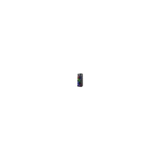 This party speaker is perfect for nightclubs home entertainment seminars or other venues and events. True Wireless Stereo (TWS): Connect 2 speakers and double audio output. Recording function. Control panel with volume mic volume treble bass echo and more
