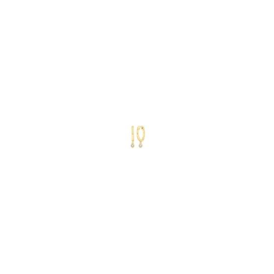 Simple, stunning, and dazzling--like you! These beautiful huggie hoop earrings are crafted in 10k yellow gold with .10twt round brilliant-cut diamonds.