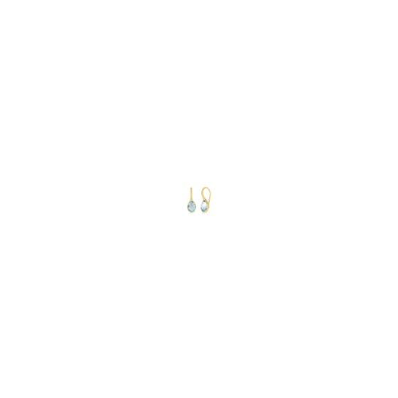 Simple yet elegant, faceted 9x6mm blue topaz teardrops are beautifully set in 14k yellow gold vermeil, secured to the ear with a modern S-hook style closure. These earrings add a touch of elegance to any outfit, as well as a lovely pop of color.