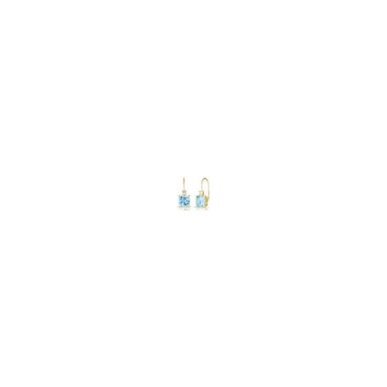 A fresh and timeless drop earring; a welcome look anyone would adore!These blue and white topaz earrings add a bright pop of color. Fashioned in 14k yellow gold vermeil, each earring houses a 8x8mm cushion-cut blue topaz. A shimmering 3mm white topaz acce
