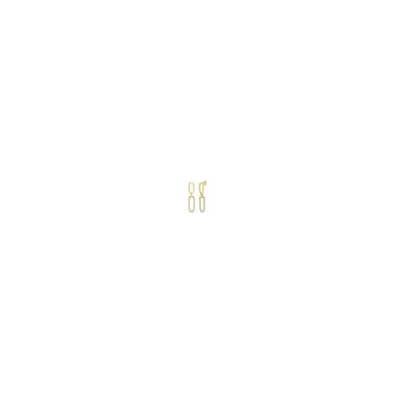 These trendy 14k yellow gold paperclip chain earrings are fabulous and stylish statement pieces that add flair to any look. The earring features a small plain link that houses the push-back earnut closure, attaching to a larger paper clip link via another