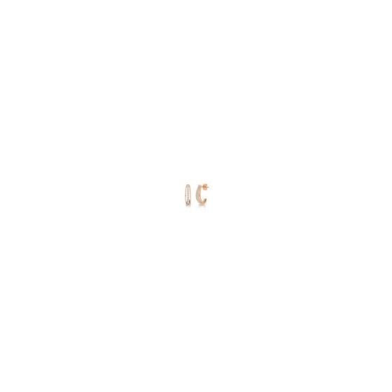 Step into a world where every moment shimmers with love and passion, adorned in the timeless beauty of Diamond J Hoop Earrings. Crafted in 10K Rose Gold, their delicate curves kissed with the luster of rhodium plating, these earrings embody elegance and s