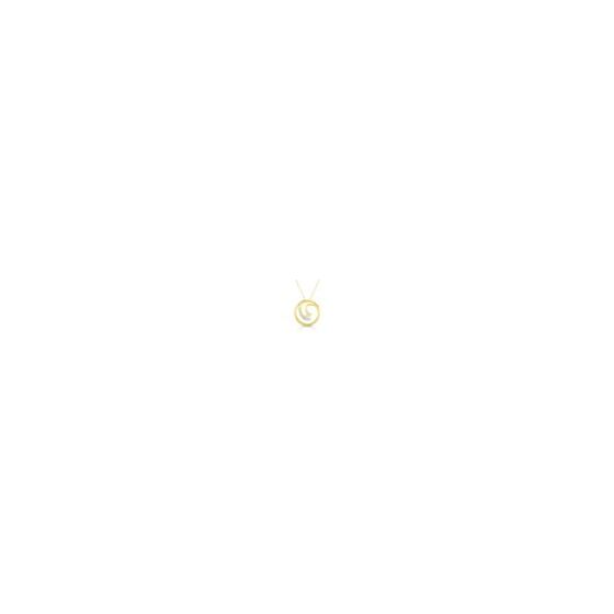 Ride the wave to eternal happiness with this contemporary diamond infinity circle. .10twt round diamonds set in sterling silver with yellow gold overlay and suspended from a 16