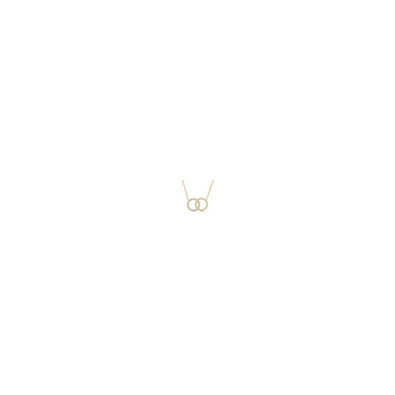 Celebrate unity and connection with this 10k yellow gold necklace, featuring two interlocked circles-one shimmering with diamonds (.10twt), the other in polished rope texture. Symbolizing harmony and infinite love, the design balances sparkle with strengt