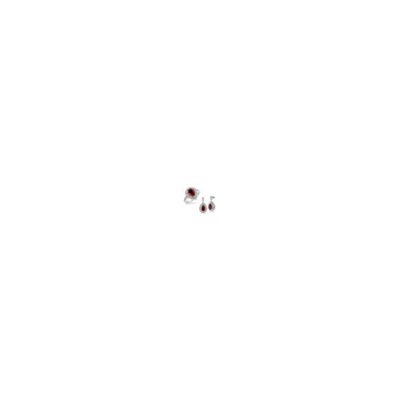Keep life colorful with the happy hue and standout style of this sterling silver garnet and diamond earrings and ring set. In the earrings and ring, enchanting 9x6mm pear-shaped garnets are perfectly perched amidst high-polished sterling silver, with .10t