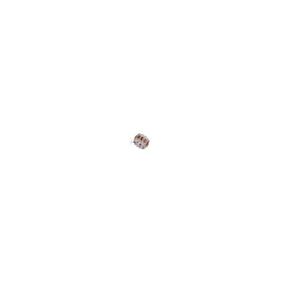 Elegant Rhodium and 14K Gold Plated Red Cubic Zirconia Band Ring. This stylish item features interesting one of a kind design. It features large emerald cut red cubic zirconia stones in the center, set in decorative prong setting, accented with small clea