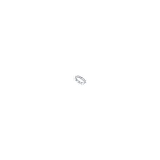Elegant Rhodium Plated Cubic Zirconia Band Ring. This ring features minimalistic band design made out of large clear oval cubic zirconia set in shared prong setting. Crafted with Rhodium Plating and it is available in sizes 6, 7 or 8. Perfect piece of jew