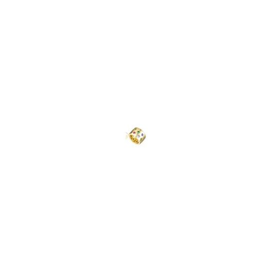 One of a Kind Gold Plated Multi Colored Cubic Zirconia Wide Band Ring. This ring features wide band design made out of small round multicolored: green, blue, pink, peridot, amethyst, light blue cubic zirconia set in two, three and four prong setting, set 