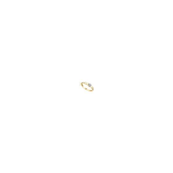 14K Gold Plated with Clear Cubic Zirconia Heart Design Solitaire Ring. This beautiful 14K Gold Plated Solitaire ring adds a touch of romance to your look. Featuring a brilliant round-shaped clear cubic zirconia nestled between delicate heart designs on th