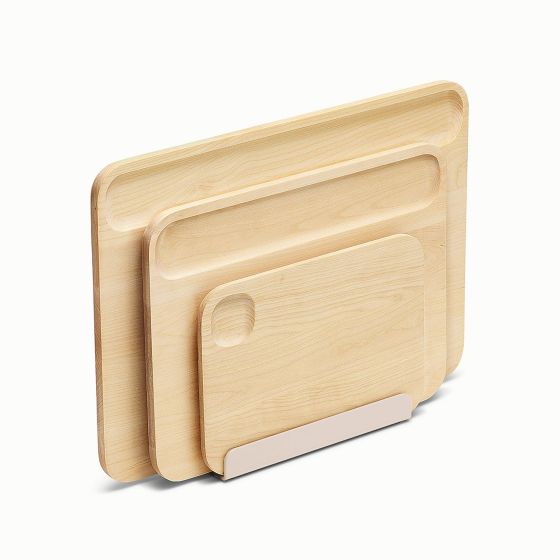 Versatile recessed grooves that work seamlessly with Caraways line of food storage to keep things tidy. Three board sizes that can handle anything you throw on them and more. Made with FSC-certified birch wood - no plastics no BPA no nonsense. Mineral oil