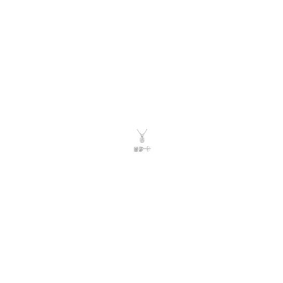 2.25ct Round Lab Grown Diamond Pendant-Earrings Set with chain in 14K White Gold Color-FG, Clarity-VS1 VS2