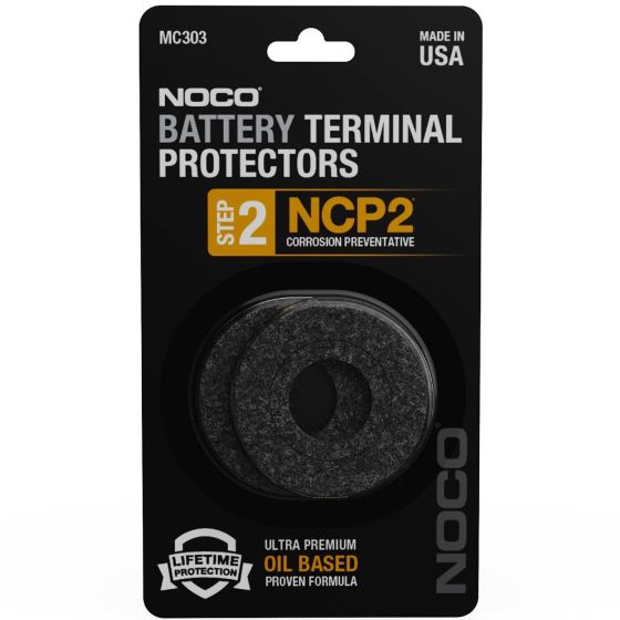 The NOCO MC303 NCP2 Oil-Based Battery Terminal Protectors, Anti-Corrosion Washers, And Battery Corrosion Pads are designed as a battery corrosion inhibitor against battery corrosion causing acid fumes that seep through improperly sealed batteries. These a