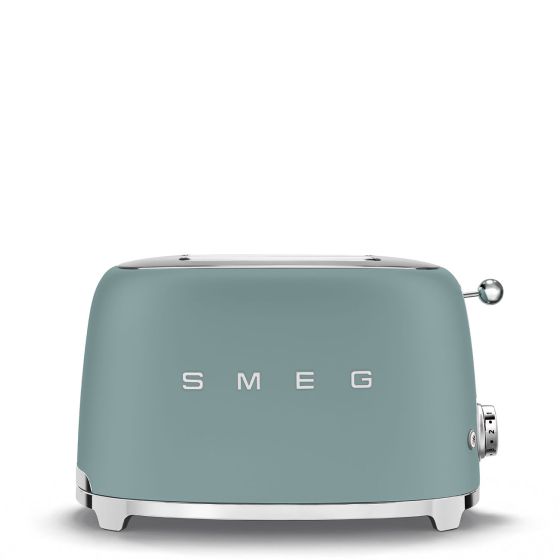 Smeg kitchen appliances offer retro Italian style carried from its founding in 1948. Multi-function control offers versatile toasting options. Reheat heats toast and bread or continue toasting. Defrost unfreezes frozen slices. Bagel function browns one si