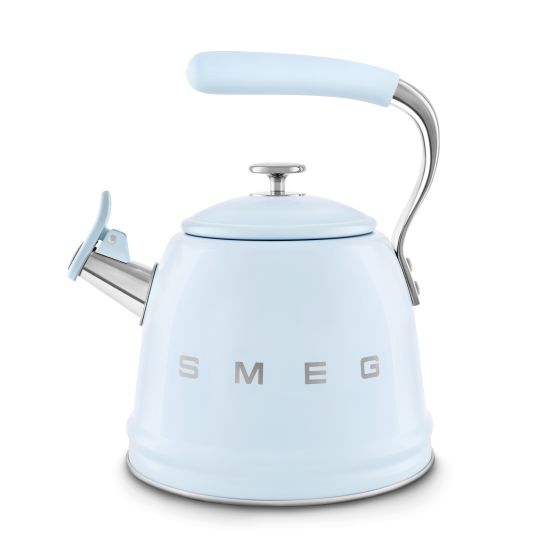 SMEG Retro 2.4Qt SMEG Whistling Stovetop Kettle - a timeless centerpiece that effortlessly combines vintage-inspired retro design with intelligent features, all wrapped in a stunning SMEG signature hues. Elevate your tea or coffee brewing experience with 